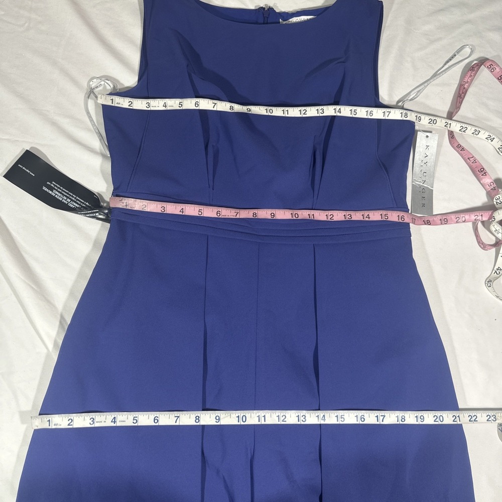 NEW $328 Kay Unger [ 12‎ ] Demi Walk Thru Jumpsuit in Cobalt Blue #J2072 - Picture 4 of 16